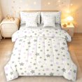 thumbnail image 1 of Manfei Minimalist Stars 7-Piece Twin Bedding,Sprinkle Print Bedding Comforter Set,Gray Purple,Light Gray Reversible, 1 of 7