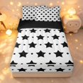 thumbnail image 1 of Manfei Minimalist Stars Polka Dot Zipper Twin Comforter Sets with Fitted Sheet and 2 Pillowcases,Cute Cartoon Themed Zipper Bedding Set,White Black,Black Reversible,4pcs, 1 of 8