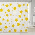 thumbnail image 1 of Manfei Minimalist Stars Print Shower Curtain 72Wx78L,Kawaii Cartoon Theme Bath Curtain,Yellow White, 1 of 5