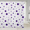 thumbnail image 1 of Manfei Minimalist Stars Shower Curtain 72Wx72L,Cute Cartoon Themed Bathroom Curtain,Purple White, 1 of 5