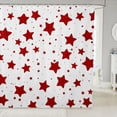 thumbnail image 1 of Manfei Minimalist Stars Shower Curtain 72Wx72L,Kawaii Cartoon Themed Bathroom Curtain,Red White, 1 of 5