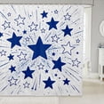 thumbnail image 1 of Manfei Minimalist Stars Shower Curtain 72Wx84L,Abstract Stripes Bathroom Shower Curtain,Blue White, 1 of 5