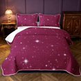 thumbnail image 1 of Manfei Minimalist Stars Twin Quilt Set,Kawaii Cartoon Theme Twin Coverlet Set,Burgundy White,Black Reversible,2 Pieces,1 Bedspread and 1 Pillowcase, 1 of 7