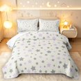thumbnail image 1 of Manfei Minimalist Stars Twin Quilt Set,Sprinkle Print Twin Coverlet Set,Gray Purple,Light Gray Reversible,2pcs,1 Bedspread and 1 Pillowcase, 1 of 7