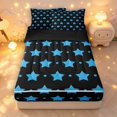 thumbnail image 1 of Manfei Minimalist Stars Zipper Twin Comforter Sets with Fitted Sheet and 2 Pillowcases,Cute Polka Dot Zipper Bedding Set,Black Blue,Black Reversible,4pcs, 1 of 8