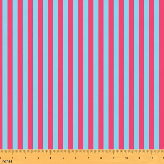 Manfei Minimalist Stripe Fabric by the Yard 1 Yard, Geometric Aesthetic Home Decor Fabric by the Yard, Coral Sky Stripes