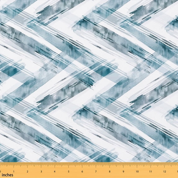 Manfei Minimalist Stripe Fabric by the Yard 10 Yards, Contemporary Watercolor Home Decor Fabric by the Yard, Sky Teal