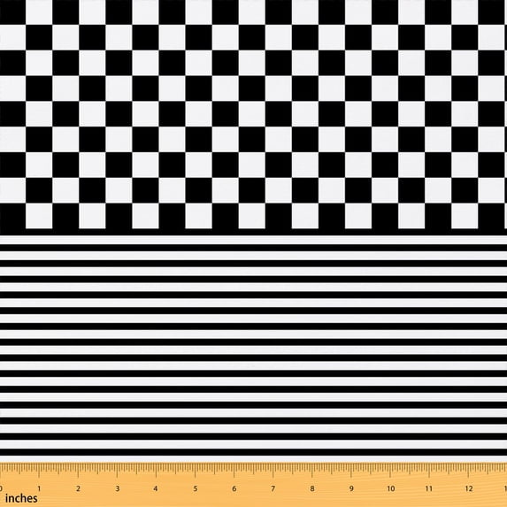 Manfei Minimalist Stripe Fabric by the Yard 3 Yards, Geometric Patchwork Room Decor Fabric by the Yard, Black White