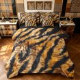 thumbnail image 1 of Manfei Minimalist Tiger Print Queen Bedding, Rustic Wildlife Bedding Comforter Set Queen, Dark Brown Orange, Black Reversible, 7pcs, 1 of 6