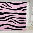 thumbnail image 1 of Manfei Minimalist Tiger Print Shower Curtain 72Wx72L, Cartoon Abstract Bathroom Curtain, Black Pink, 1 of 5