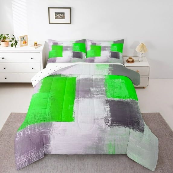 Manfei Minimalist Watercolor 3-Piece Full Size Comforter Sets,Abstract Geometric Bedding Comforter Set,Vintage Gradient Lightweight Bedding Sets,Microfiber Ombre Bedroom Decoration,Reversible