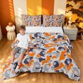 thumbnail image 1 of Manfei Minimalst Camo King Size Comforter Sets, Old Fashion Gorilla Comforters King Size, Gray Orange, Gray Reversible, 3pcs, 1 Comforter and 2 Pillowcases, 1 of 7