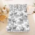 thumbnail image 1 of Manfei Minimalst Camouflage Elk Fitted Sheet Queen, Rustic Farmhouse Bedding, Sliver White, 3pcs, 1 Fitted Sheet and 2 Pillowcases, 1 of 6