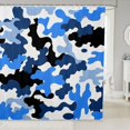 thumbnail image 1 of Manfei Minimalst Camouflage Shower Curtain 72Wx78L, Contemporary Art Camo Bath Curtain, Steel Blue, 1 of 5
