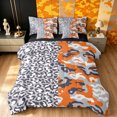 thumbnail image 1 of Manfei Minimalst Cheetah Camo Twin Bedding, Mid Century Animal Print Bedding Comforter Set, Gray Orange, Black Reversible, 7pcs, 1 of 6