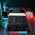 thumbnail image 1 of Manfei Modern 3D Square Twin Sheets, Neon Glow Bedding, Black Blue, Black Reversible 3pcs1 Flat Sheet + 1 Fitted Sheet + 1 Pillowcase, 1 of 6