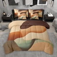 thumbnail image 1 of Manfei Modern Abstract Aesthetic 7-Piece Twin Bedding Sets,Geometric Artistic Bedding Comforter Set,Beige Brown Ombre Sheet Sets For Children,Breathable Home Decor Reversible, 1 of 9