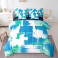 thumbnail image 1 of Manfei Modern Abstract Art 7-Piece Bedding Comforter Set,Oil Painting King Bedding Sets,Blue White Green Bed Sheets For Girls,Breathable Home Decor Reversible, 1 of 8