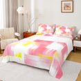 thumbnail image 1 of Manfei Modern Abstract Art Bed Sheets,Oil Painting King Sheets,Pink Yellow White Sheet Set For Girls,Breathable Home Decor,4pcs, 1 of 7