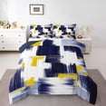 thumbnail image 1 of Manfei Modern Abstract Art Queen Comforter Set,Oil Painting Bedding Sets,Deepblue White Yellow Bedding Comforter Set For Girls,Breathable Home Decor Reversible,3-Piece, 1 of 8