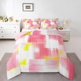 thumbnail image 1 of Manfei Modern Abstract Art Queen Comforter Set,Oil Painting Bedding Sets,Pink Yellow White Bedding Comforter Set For Girls,Breathable Home Decor Reversible,3 Pieces, 1 of 8
