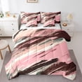 thumbnail image 1 of Manfei Modern Abstract Art Twin Bedding Sets 7-Piece, Pink Stripes Geometric Bedding Comforter Set, Oil Printing Reversible Sheet Sets, Lightweight Room Decor, 1 of 7