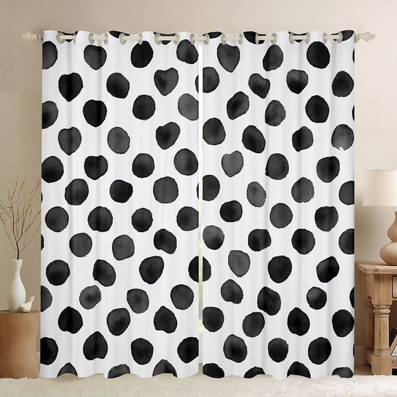 Manfei Modern Abstract Geometric Blackout Curtains Set of 2 (52x84 Each),Circle Circular Print Window Curtains,Black Polka Dots Curtains and Drapes For Men Women,Super Cozy Room Decor