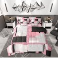 thumbnail image 1 of Manfei Modern Abstract Geometric Twin Bedding Sets 7-Piece, Pink Sequin Print Bedding Comforter Set, Teen Kid Adult Reversible Sheet Sets, Microfiber Bedroom Decor, 1 of 7