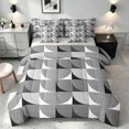 thumbnail image 1 of Manfei Modern Abstract Half Circle Twin Bedding, Geometric Square Block Bedding Comforter Set, Gray Black White, Gray Reversible 7 Pieces, 1 of 6