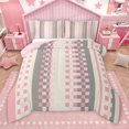 thumbnail image 1 of Manfei Modern Abstract Ombre Bedding Comforter Set, Chic Pink Rectangle Plaid Twin Comforter Sets, Teens Adult Female Man Reversible Bedding Set, Breathable Home Decor, 2-Piece, 1 of 9