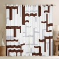 thumbnail image 1 of Manfei Modern Abstract Ombre Black Out Curtains, Chic Brown Rectangle Plaid Curtains Pack of 2 (42x63 Each), Teens Adult Female Man Bedroom Curtains, Living Room Curtains Decor, 1 of 6