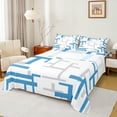 thumbnail image 1 of Manfei Modern Abstract Ombre Full Size Sheets, Chic Grey Blue Rectangle Plaid Bed Sheets, Teens Adult Female Man Sheet Sets, Luxury Bedroom Decor, 4-Piece, 1 of 6