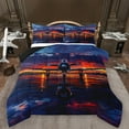 thumbnail image 1 of Manfei Modern Aircraft Queen Comforter Set,Airplant Bedding Sets,Orange Sunset Bedding Comforter Set For Boys,Microfiber Bedroom Decor Reversible,3 Pieces, 1 of 8
