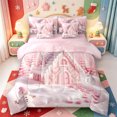 thumbnail image 1 of Manfei Modern Animals 7pcs Queen Bedding,Happy Christmas Bedding Comforter Set Queen,Pink Reversible, 1 of 7