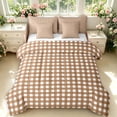 thumbnail image 1 of Manfei Modern Brown Checkered 7-Piece Twin Bedding,Geometric Check Bedding Comforter Set,Reversible, 1 of 7