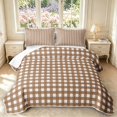 thumbnail image 1 of Manfei Modern Brown Checkered Twin Quilt Set,Geometric Check Twin Coverlet Set,2 Pieces,1 Bedspread and 1 Pillowcase, 1 of 7