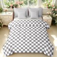 thumbnail image 1 of Manfei Modern Checkered 7-Piece Twin Bedding,Geometric Plaid Bedding Comforter Set,Gray White,Light Gray Reversible, 1 of 7