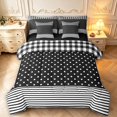 thumbnail image 1 of Manfei Modern Checkered 7-Piece Twin Bedding,Minimalist Polka Dot Bedding Comforter Set,Black White,Black Reversible, 1 of 7