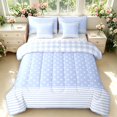 thumbnail image 1 of Manfei Modern Checkered 7-Piece Twin Bedding,Minimalist Polka Dot Bedding Comforter Set,Blue,Reversible, 1 of 7