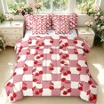 thumbnail image 1 of Manfei Modern Checkered 7pcs Queen Bedding,Cute Cherry Bedding Comforter Set Queen,Red White,Colorful Stars Reversible, 1 of 7