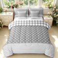 thumbnail image 1 of Manfei Modern Checkered 7pcs Queen Bedding,Minimalist Polka Dot Bedding Comforter Set Queen,Gray,Reversible, 1 of 7