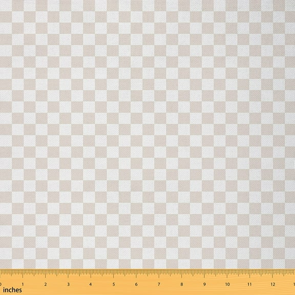 Manfei Modern Checkered Fabric by the Yard (1 Yard) for Boys, Light Pink White Plaid Decorative Fabric by the Yard, Minimalism Buffalo Plaid Sewing & Crafting Fabric