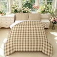 thumbnail image 1 of Manfei Modern Checkered Full Size Comforter Sets,Geometric Check Bedding Comforter Set,Brown Beige,Reversible,3 Pieces,1 Comforter and 2 Pillowcases,3 Pieces,1 Comforter and 2 Pillowcases, 1 of 7