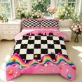thumbnail image 1 of Manfei Modern Checkered King Size Comforter Sets,Geometric Check Comforters King Size,Black White Pink,Pink Reversible,3 Pieces,1 Comforter and 2 Pillowcases,3 Pieces,1 Comforter and 2 Pillowcases, 1 of 7