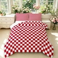 thumbnail image 1 of Manfei Modern Checkered Queen Comforter Set,Geometric Plaid Comforter Sets Queen,Dark Red White,Reversible,3 Pieces,1 Comforter and 2 Pillowcases,3 Pieces,1 Comforter and 2 Pillowcases, 1 of 7