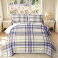 thumbnail image 1 of Manfei Modern Checkered Quilt King,Geometric Check King Coverlet Set,Beige Purple,3 Pieces,1 Bedspread and 2 Pillowcases, 1 of 7