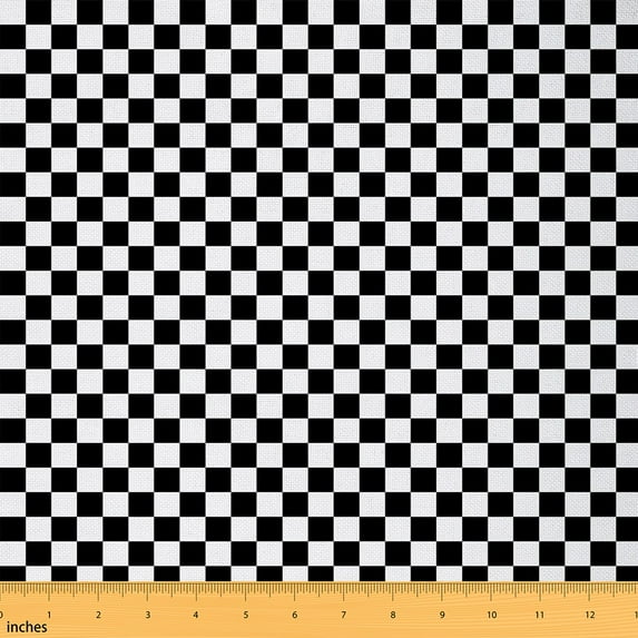Manfei Modern Checkered Sewing & Crafting Fabric (3 Yards) for Boys, Black White Plaid Home Decor Fabric by the Yard, Minimalism Buffalo Plaid DIY Fabric