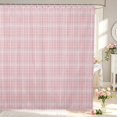 thumbnail image 1 of Manfei Modern Checkered Shower Curtain 72Wx78L,Geometric Plaid Bath Curtain,Light Pink, 1 of 5