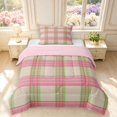thumbnail image 1 of Manfei Modern Checkered Twin Comforter Sets,Geometric Plaid Bedding Set,Pink Green,Pink Reversible,2pcs,1 Comforter and 1 Pillowcase,2pcs,1 Comforter and 1 Pillowcase, 1 of 7