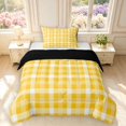 thumbnail image 1 of Manfei Modern Checkered Twin Comforter Sets,Geometric Plaid Bedding Set,Yellow White,Black Reversible,2pcs,1 Comforter and 1 Pillowcase,2pcs,1 Comforter and 1 Pillowcase, 1 of 7